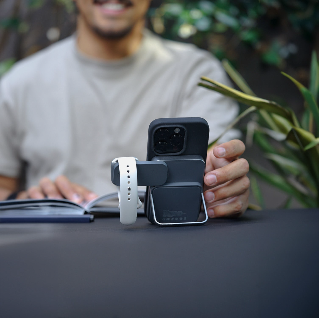 Recycled 5000mAh MagSafe & USB-C Power Bank with Apple Watch Charger